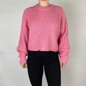 A.L.C. Lianne Ribbed Knit Sweater Crewneck Pullover Ribbed‎ Knit Pink Relaxed